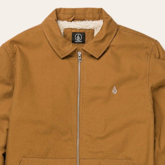NWT Volcom Palm Drive Canvas Jacket Size M Rust Teddy Fleece Lined - Picture 4 of 11